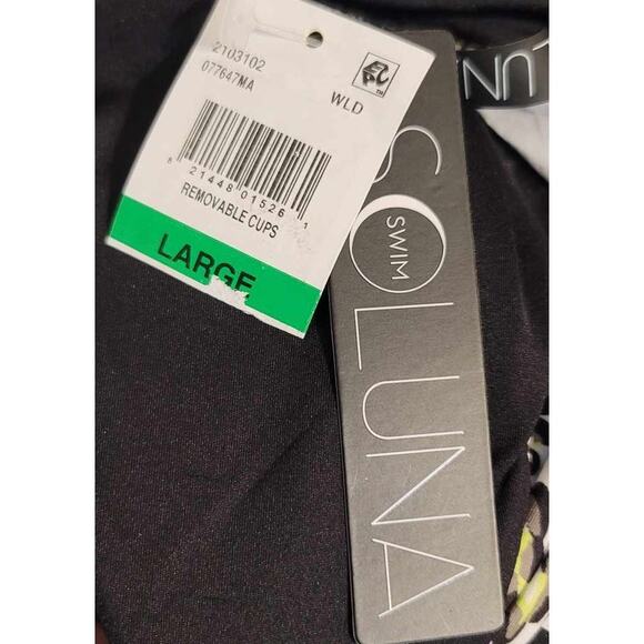 Soluna Swim Neon Leopard Into The Wild Printed Halter Bikini Swim Top Large NEW - Picture 3 of 6